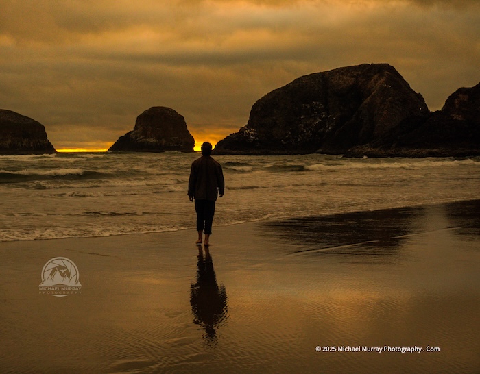 Crescent Beach by Cannon Beach sunset in Oregon photo along the Pacific Ocean
