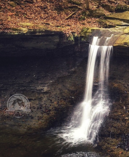 Blue Hen Falls waterfall in Cuyahoga Valley National Park. Follow the CVNP trail in Ohio for a photo.