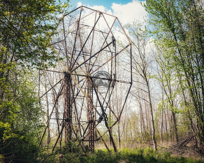 Spring photo of abandoned Ohio ferris wheel at Chippewa Lake Amusement Park in Medina County.
