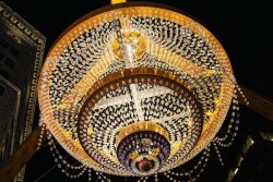 Night view: I captured this angle under the Playhouse Square chandelier.